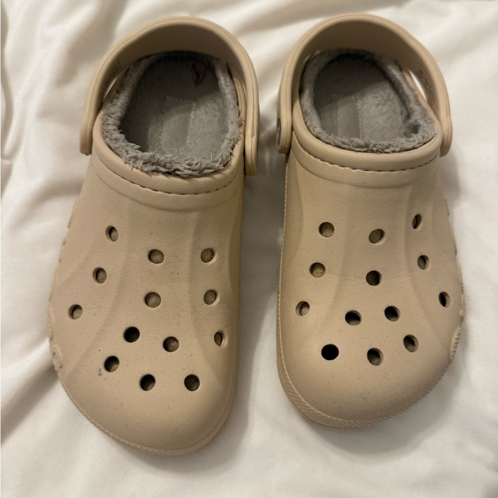 Tan crocs Clogs with Fleece Lining